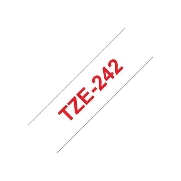 Brother TZe-242 etikettape, 18 mm, röd på vit