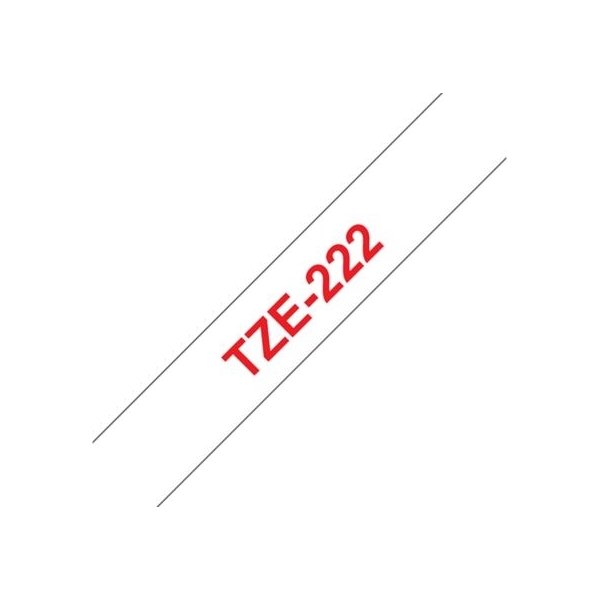 Brother TZe-222 labeltape 9mm, rød på hvid