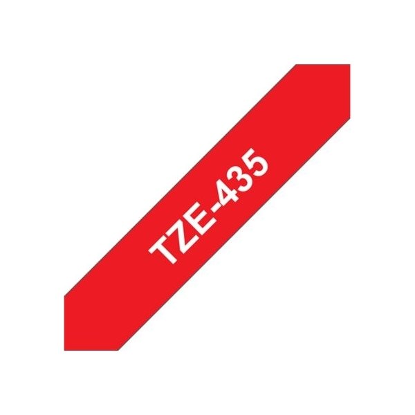 Brother TZe-435 labeltape 12mm, hvid på rød