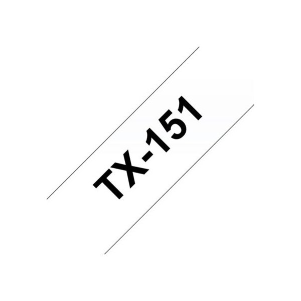 Brother TX-151 etikettape, 24 mm, svart på genomsk