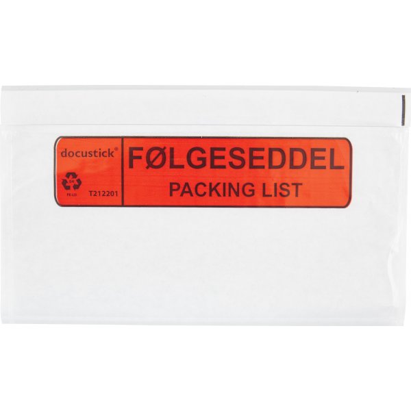 Följesedelsficka, “Följesedel/Packing list”, C65,