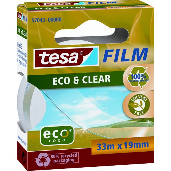 Tesa ecoLogo miljövänlig kontorstejp 33 m x 19 mm