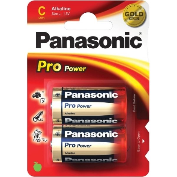 Panasonic Pro Power Gold Alkaline batterier, C, 2