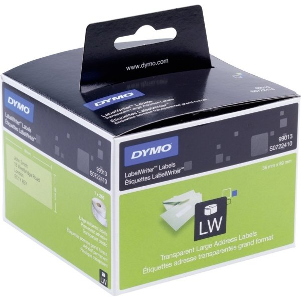 Dymo LW adressetikett i plast, 36x89 mm