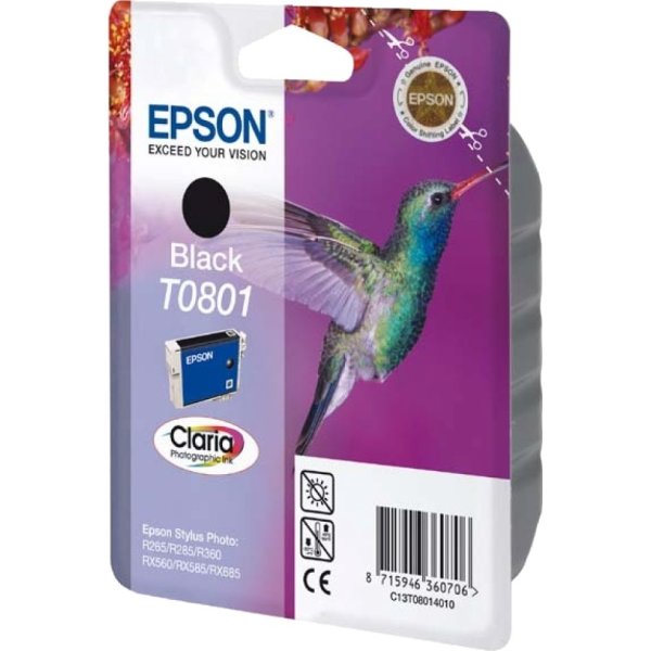 Epson nr. T0801/C13T08014011 bläckpat. Svart 300s