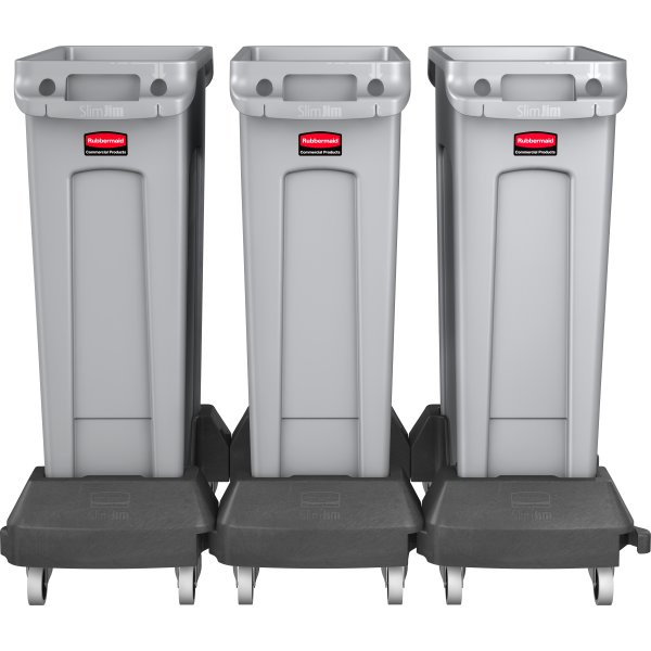 Vagn till soptunna Rubbermaid Slim Jim Svart