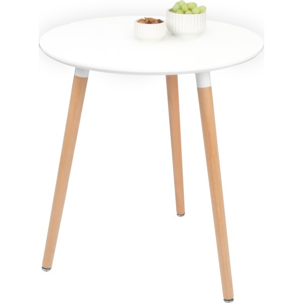 Fano loungebord Ø60 cm, vit med stomme i bok