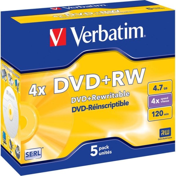 Verbatim DVD+RW 4,7 GB, Jewel Case, 5 st.