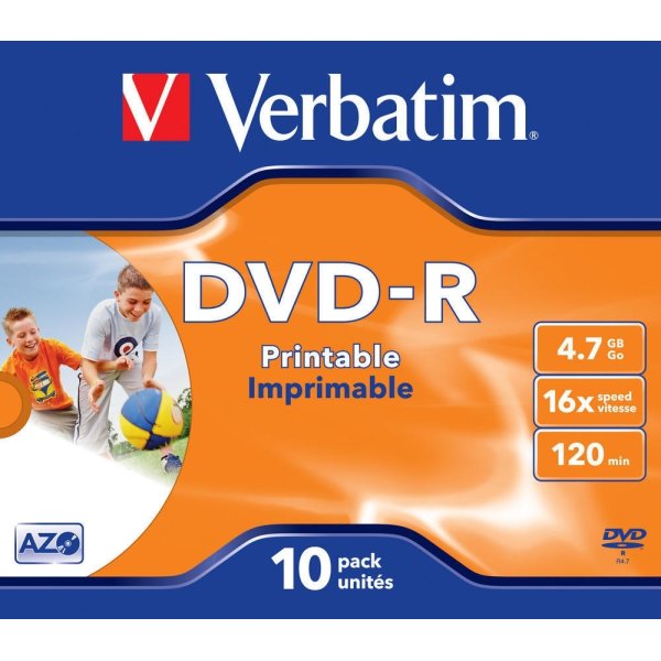 Verbatim DVD-R 4,7 GB printable, 10 st.