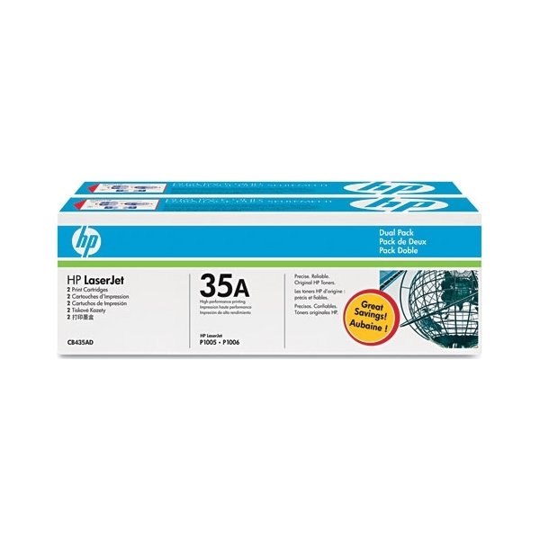 HP nr 35A/CB435AD lasertoner, svart, 1500 s, 2-pac