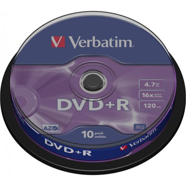 Verbatim DVD+R 16x 4,7 GB spindel, 10 st.