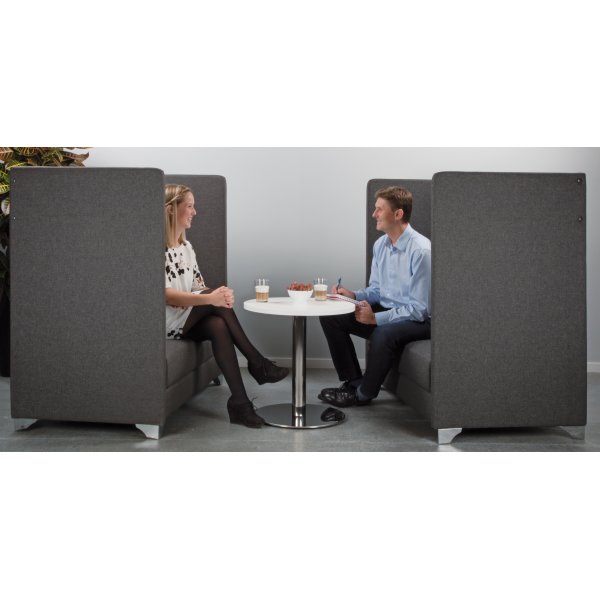 Silence 2-sits hög grå mötessoffa inkl. 2 kuddar