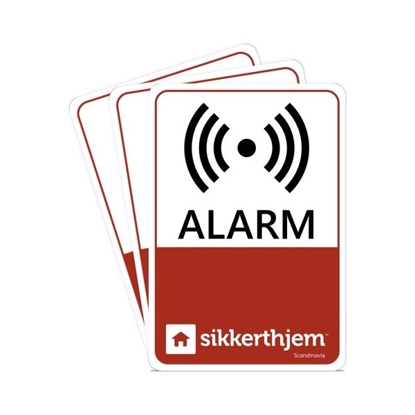 3stk. alarmmærkater til SikkertHjem alarm