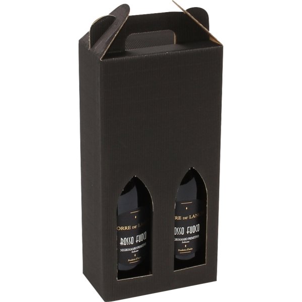 Vinkartong 2 flaskor Wellpapp Svart