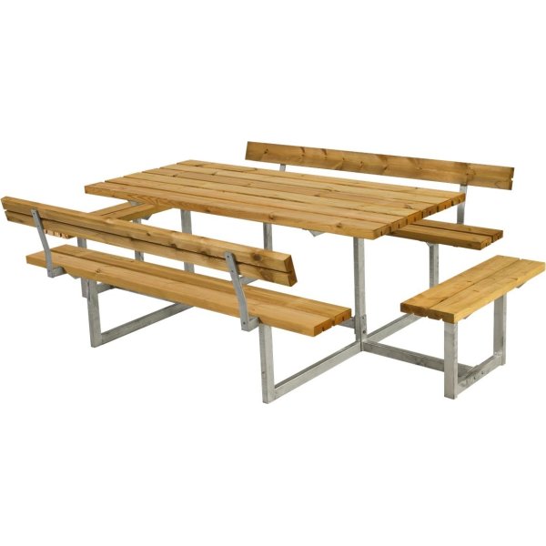 Plus Basic bord-bænkesæt m. ryg/påbyg, Lærk