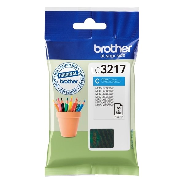 Brother LC3217C blækpatron, blå, 550s
