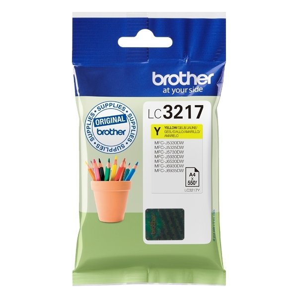 Brother LC3217Y blækpatron, gul, 550s