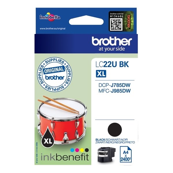 Brother LC22UBK XL bläckpatron, svart, 2400 s