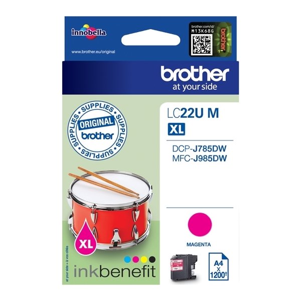 Brother LC22UM XL bläckpatron, magenta, 1200 s