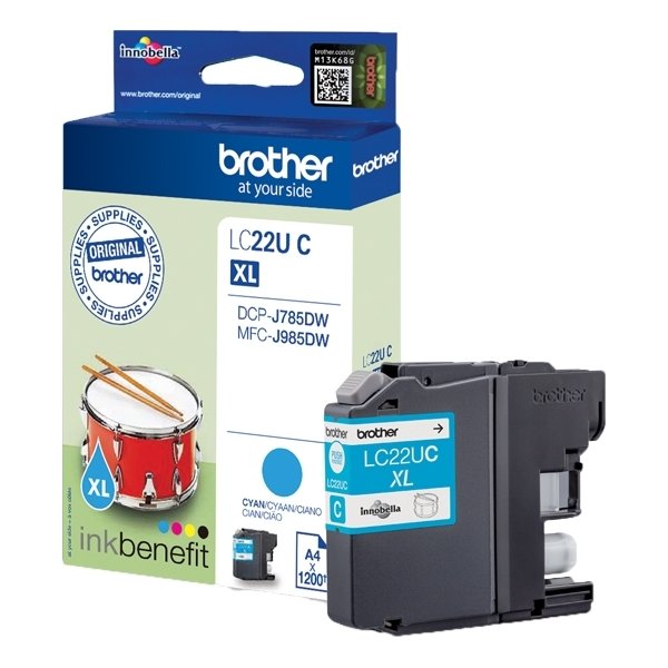 Brother LC22UC XL bläckpatron, cyan, 1200 s