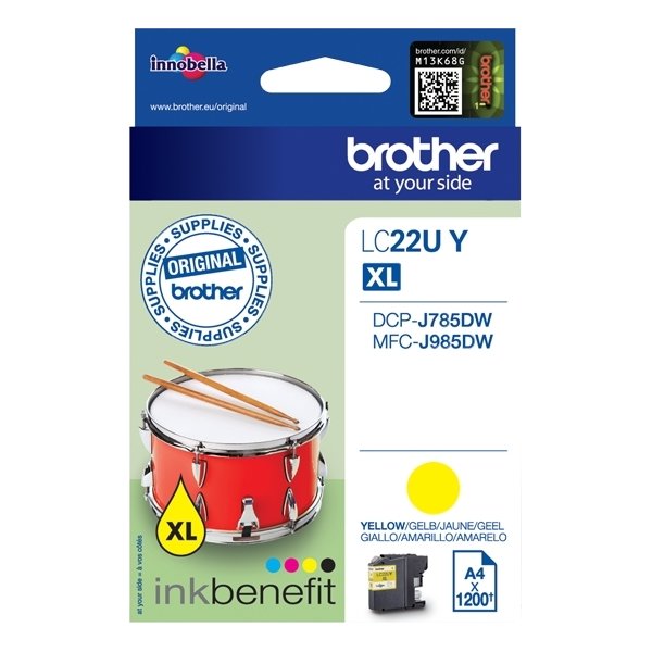 Bläckpatron Brother LC22UY XL Gul 1200 sidor