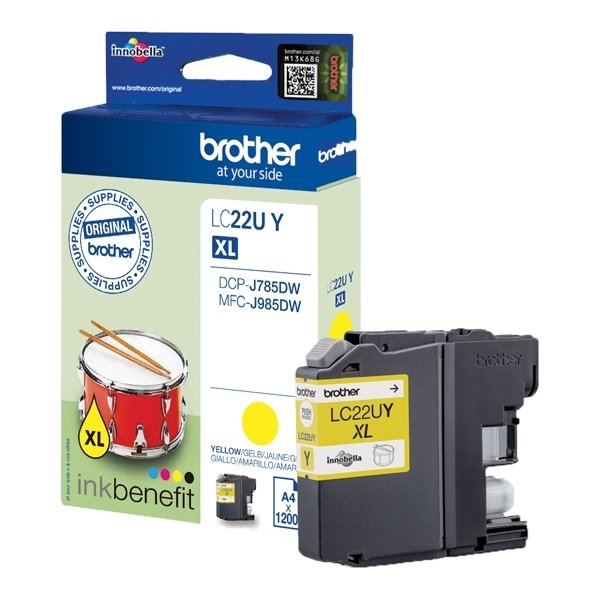Bläckpatron Brother LC22UY XL Gul 1200 sidor