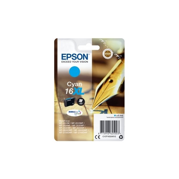 Epson T1632/C13T16324012 XL bläckpatron, cyan, 450