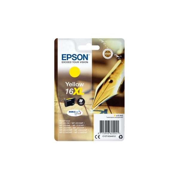 Bläckpatron Epson T1634/C13T16344012 XL Gul 450s