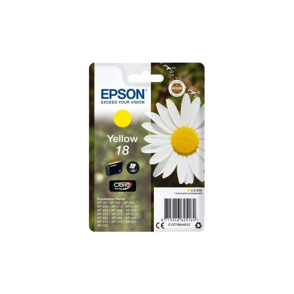 Bläckpatron Epson 18/C13T18044012 Gul 180 sidor