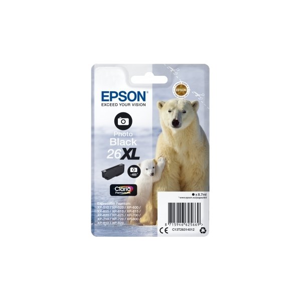 Epson T2631 XL bläckpatron, 400 s, fotosvart