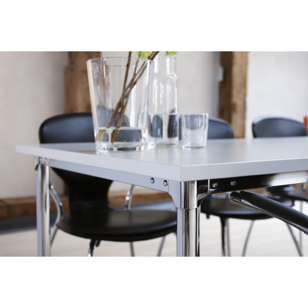 Eminent matsalsbord 180x80 cm vit laminat/ krom