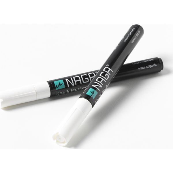 NAGA Chalkmarker til glastavle, hvid 2 stk.