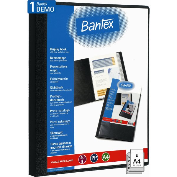 Bantex demomappe A4, PP, med 40 lommer, sort