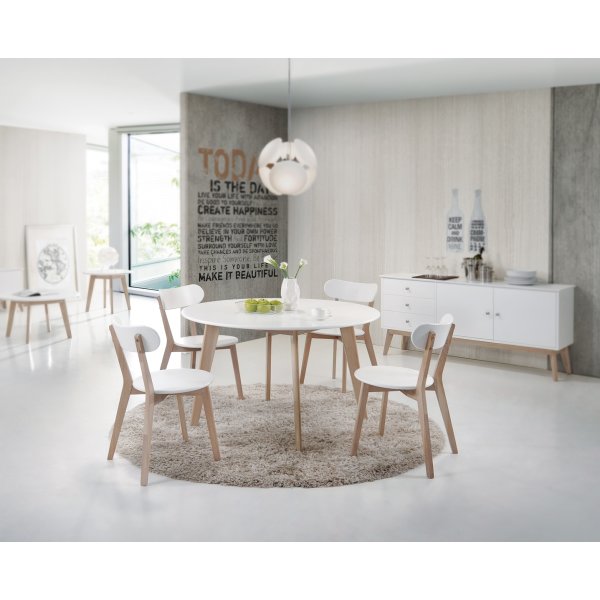 Copenhagen matsalsstol, vit/ek whitewash