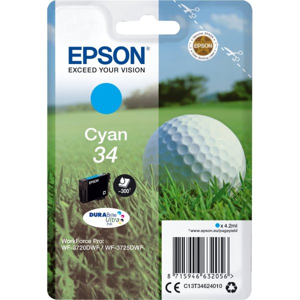 Epson 34 bläckpatron, cyan, 300 s