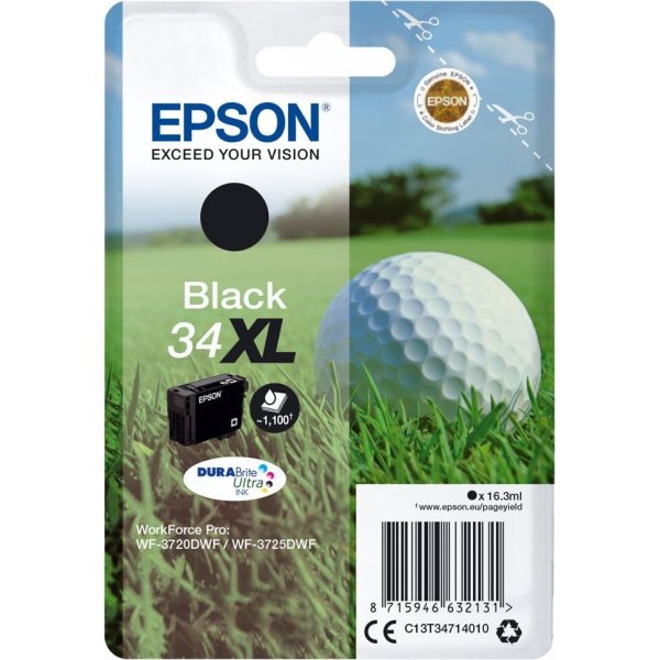 Bläckpatron Epson 34XL Svart 1100 sidor