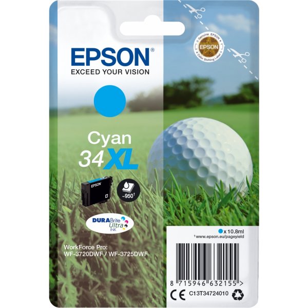 Epson 34XL bläckpatron, cyan, 950 s
