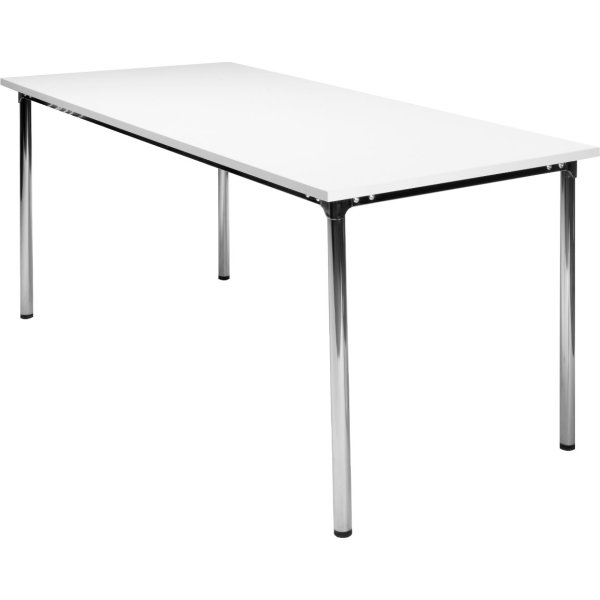 Eminent kantinebord 180x80 cm  hvid laminat / krom