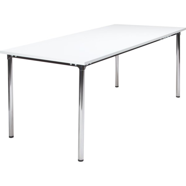 Eminent matsalsbord 180x80 cm vit laminat/ krom