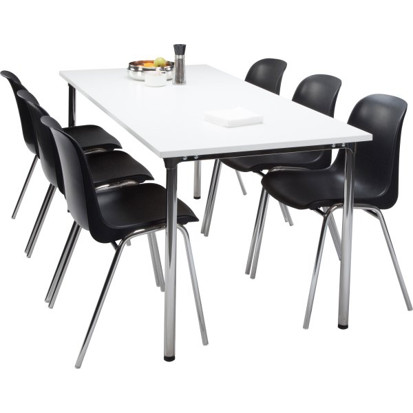 Lena Basic matsalsset med 6 svarta stolar och bord