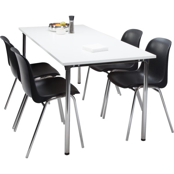 Lena Basic matsalsset med 4 svarta stolar och bord