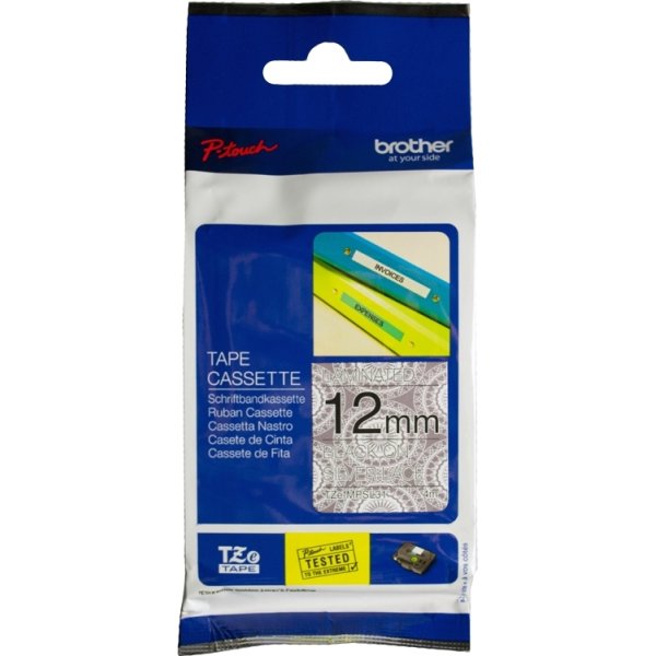 Brother TZe-MPSL31 etikettape, 12 mm, svart på spe