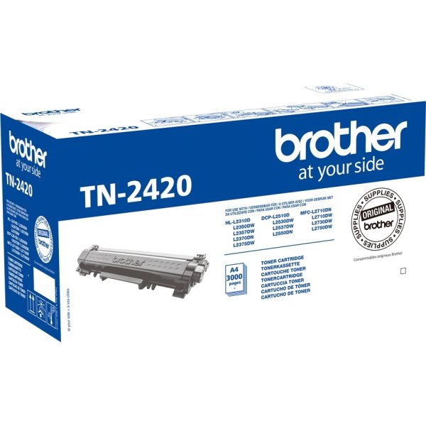 Brother TN2420 lasertoner, sort, 3000s