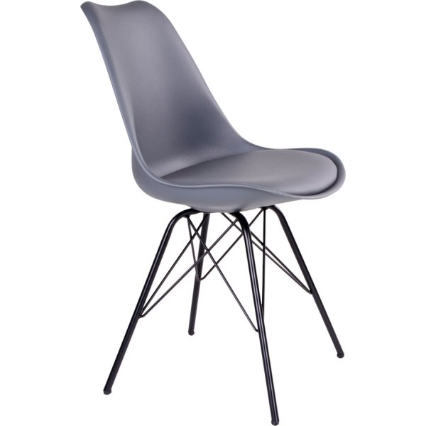 Oslo spisebordsstol, grå m. sort stålstel