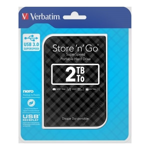 Verbatim Store ‘N’ Go 2,5” 2TB USB 3.0, svart