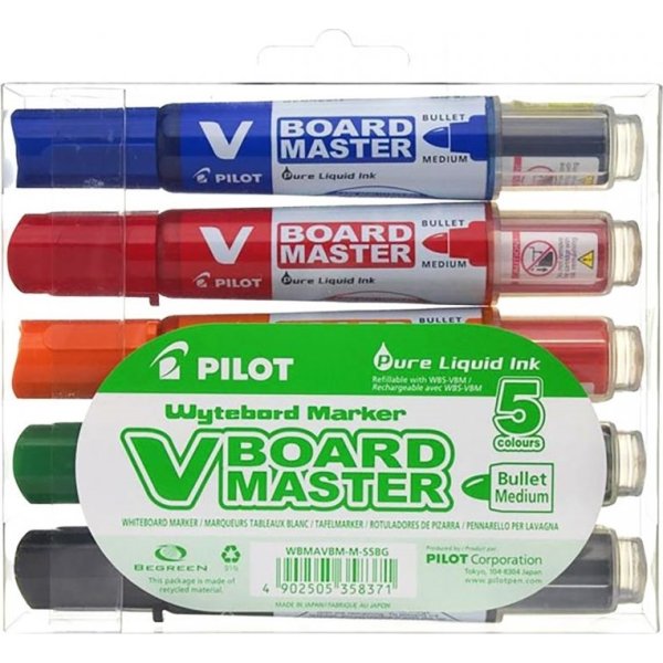 Pilot BeGreen whiteboardmarkersæt, 5stk, ass 2,2mm
