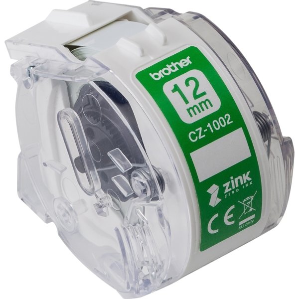 Brother CZ-färgetikettape, 12 mm x 5 m, vit