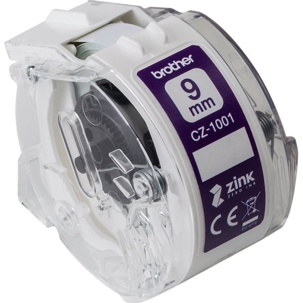 Brother CZ-färgetikettape, 9 mm x 5 m, vit