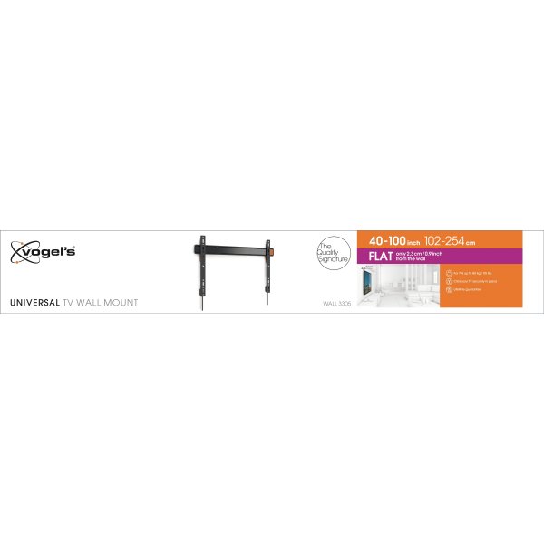 Vogels WALL 3305 Vægbeslag fladt, 40-100", sort
