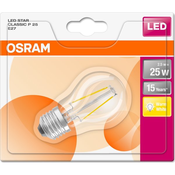 Osram Retro LED Kronljus, klar, E27, 2 W = 25 W